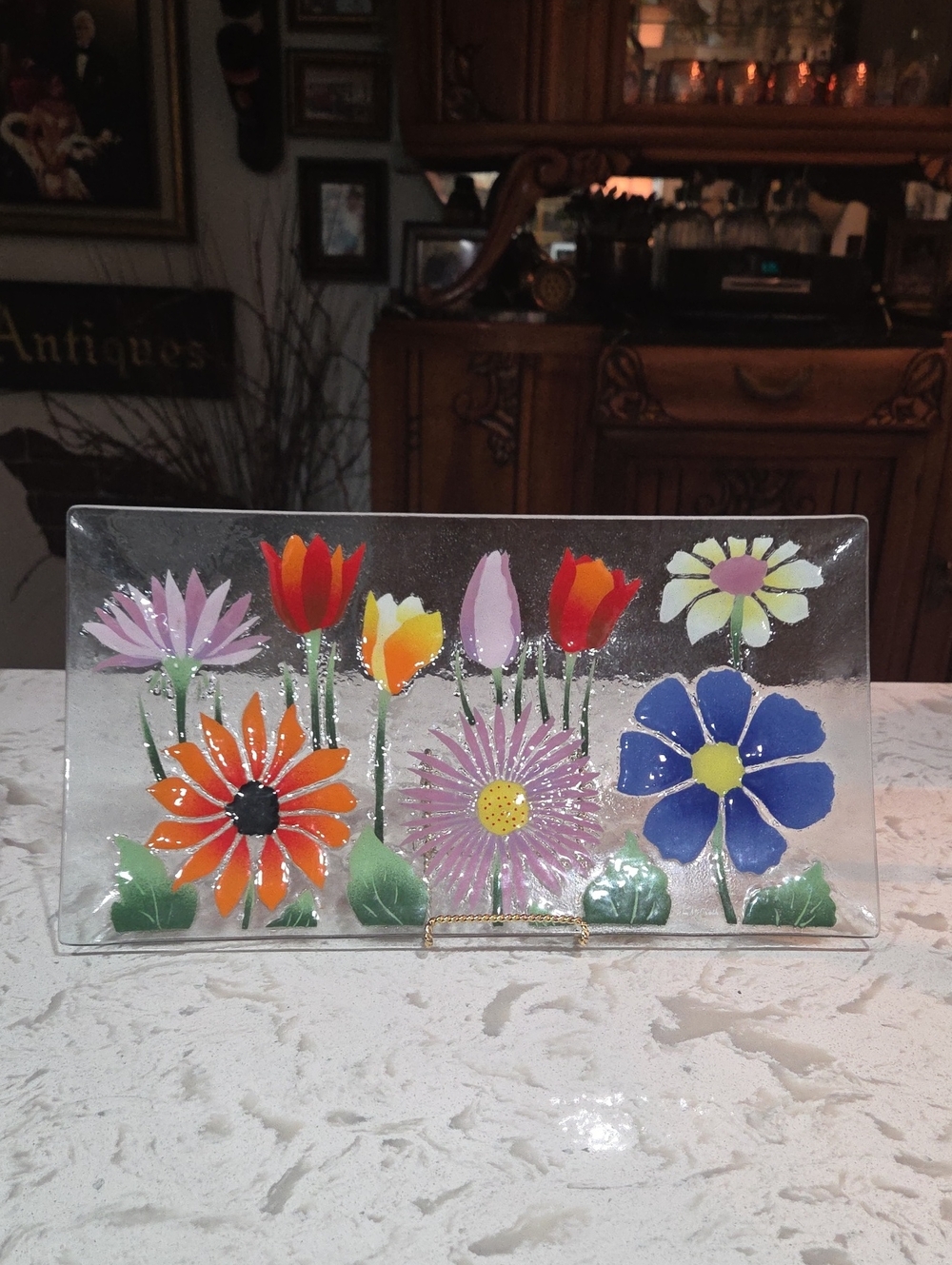 Vintage Mid Century William McGrath Inkogneto Summer Garden Glass Tray